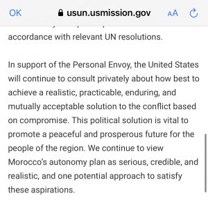 مقتطف من رسالة السفير الأمريكي بالأمم المتحدة